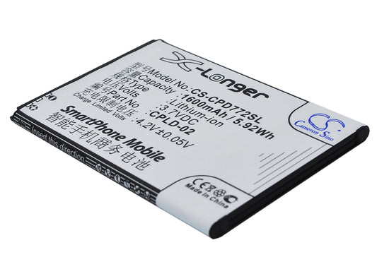 Replacement Battery for Coolpad 7728 – Mobile, SmartPhone – 1600mAh / 3.7V
