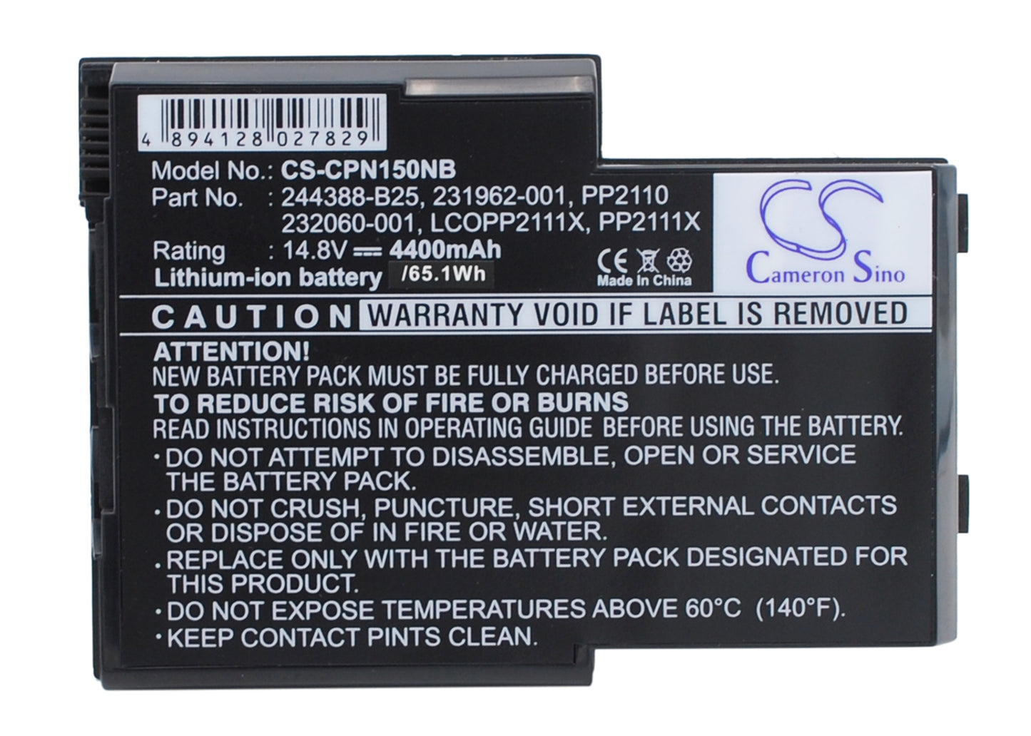 Replacement Battery for Compaq EVO N150 – Notebook, Laptop – 4400mAh / 14.8V - image 1
