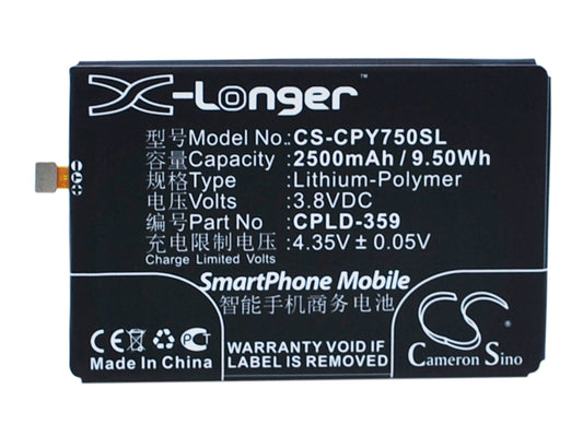 Replacement Battery for Coolpad Y75 – Mobile, SmartPhone – 2500mAh / 3.8V