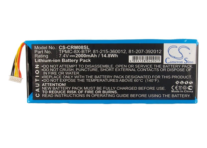 Replacement Battery for Crestron TPMC-8X – Remote Control – 2000mAh / 7.4V