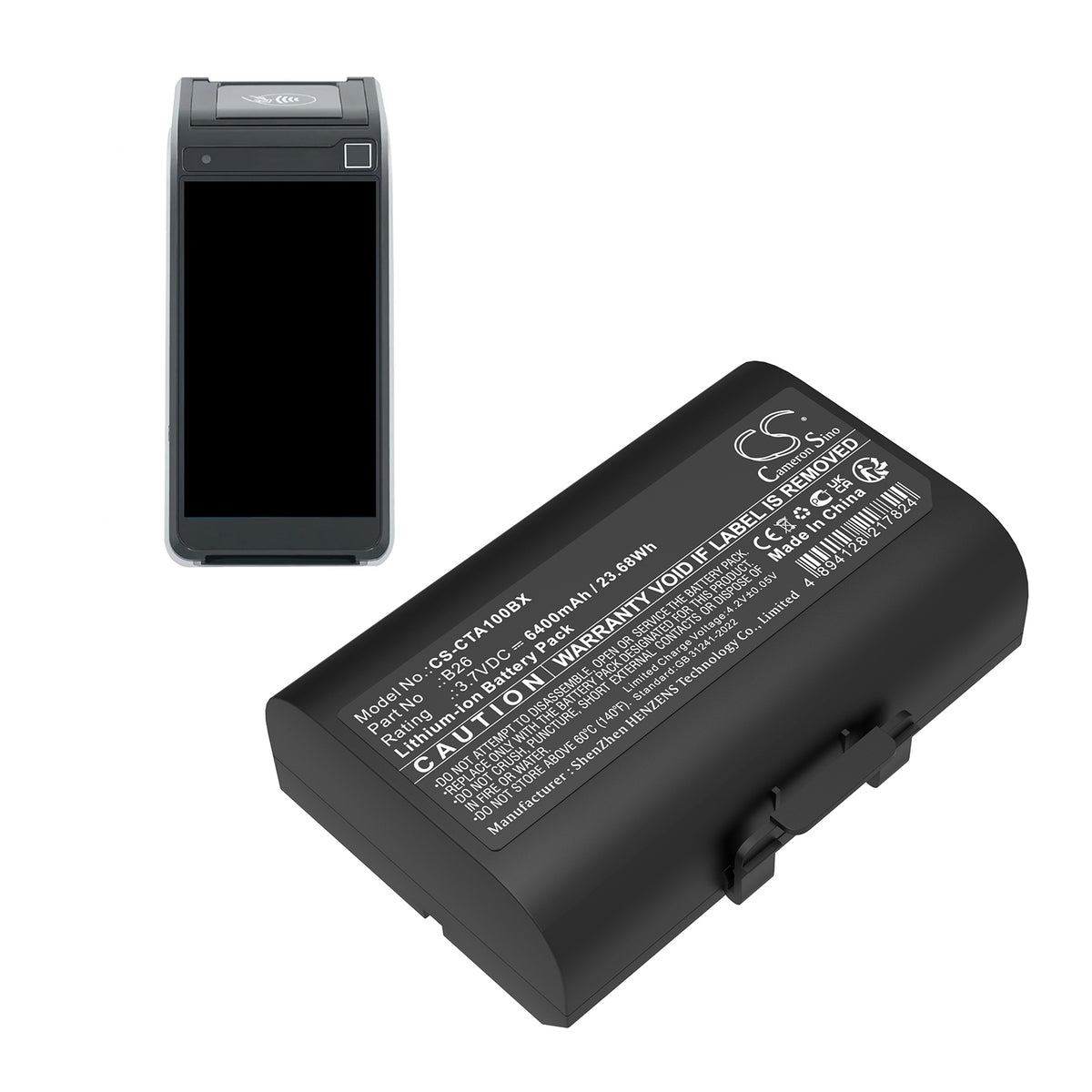 Replacement Battery for Castles | Adyen Saturn 1000F – Payment Terminal – 6400mAh / 3.7V