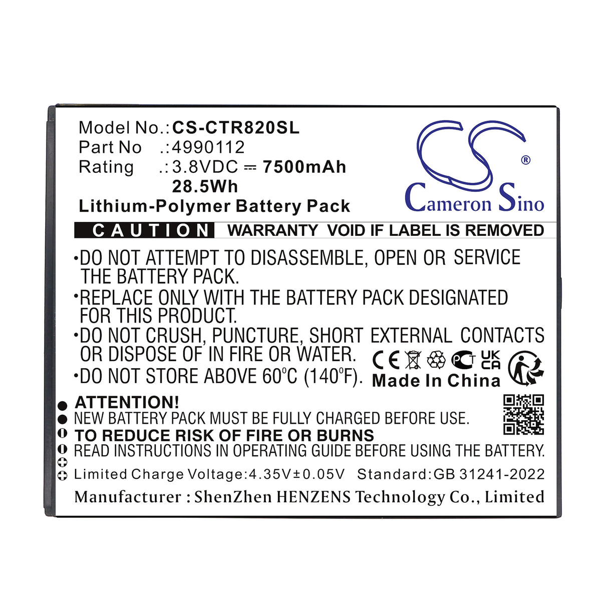 Replacement Battery for Cedar CT8 – Diagnostic Scanner – 7500mAh / 3.8V