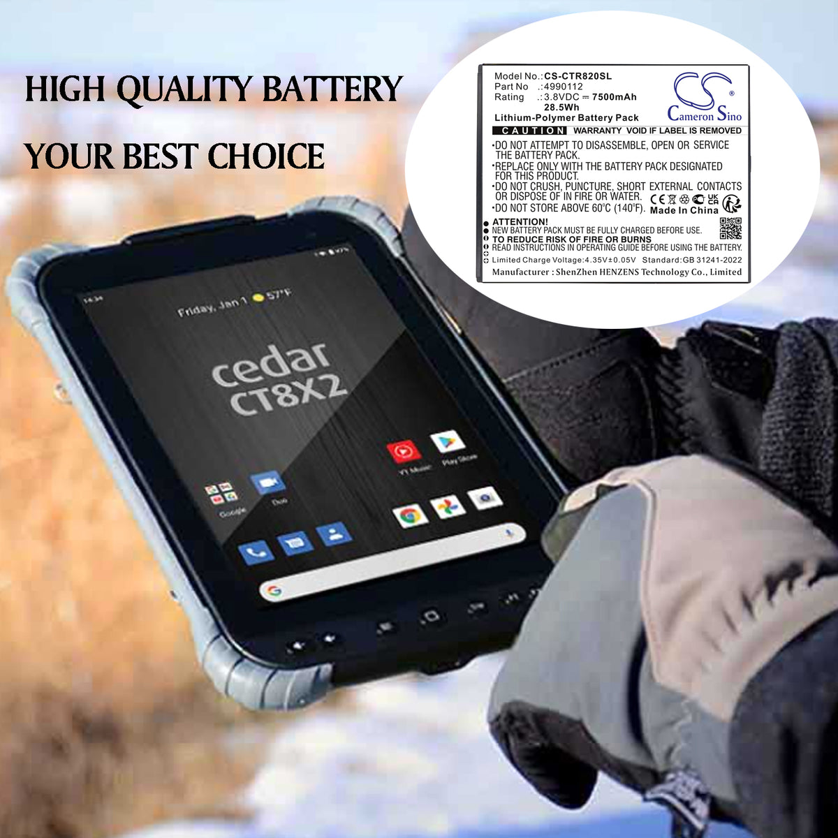 Replacement Battery for Cedar CT8 – Diagnostic Scanner – 7500mAh / 3.8V