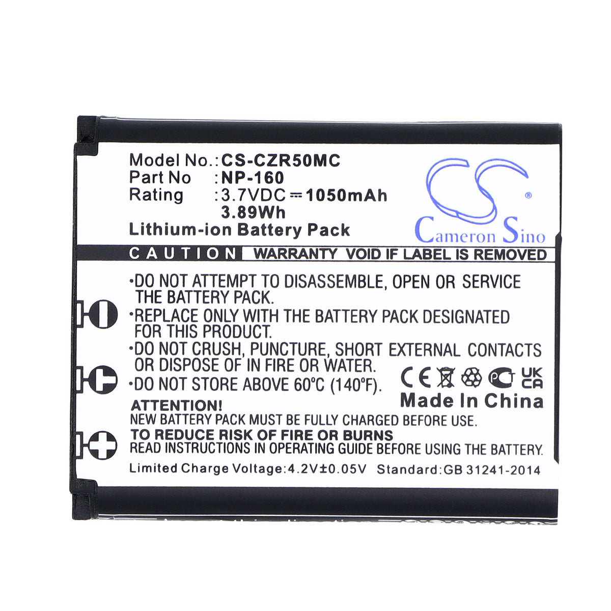 Replacement Battery for Casio Exilim EX-ZR50 – Camera – 1050mAh / 3.7V