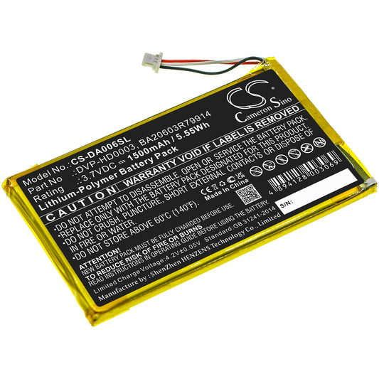 Replacement Battery for Creative Zen Vision M – Media Player – 1500mAh / 3.7V