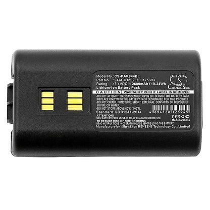 Replacement Battery for Datalogic  944501055 – Barcode Scanner – 2600mAh / 19.24Wh / 7.4V