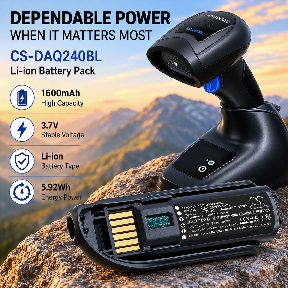 Replacement Battery for Datalogic QBT2131 – Barcode Scanner – 1600mAh / 3.7V