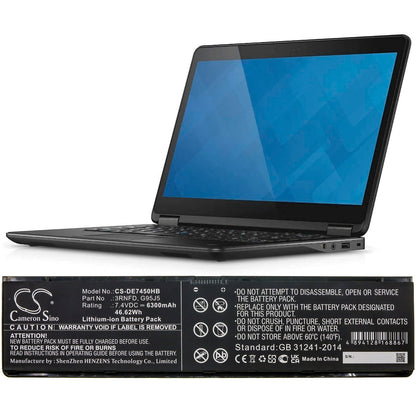 Replacement Battery for DELL  Latitude E7250 – Notebook, Laptop – 6300mAh / 46.62Wh / 7.4V