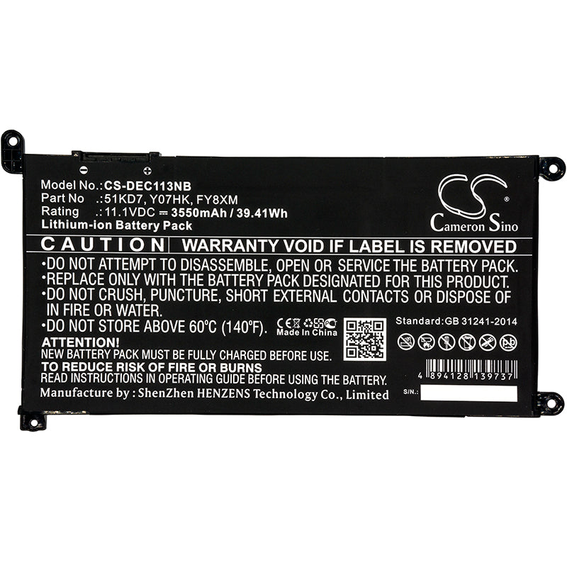 Replacement Battery for Dell Chromebook 11 3180 – Notebook, Laptop – 3550mAh / 11.1V - image 3
