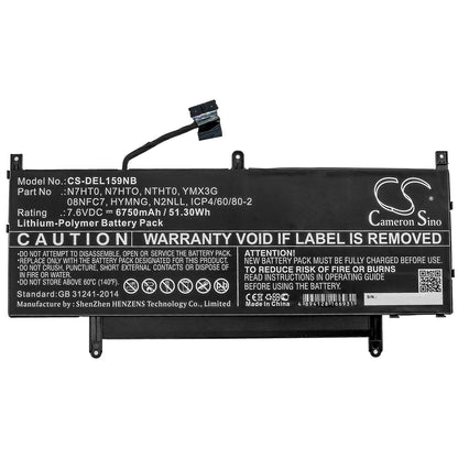 Replacement Battery for DELL  Latitude 15 9510 06DF2 – Notebook, Laptop – 6750mAh / 51.30Wh / 7.6V