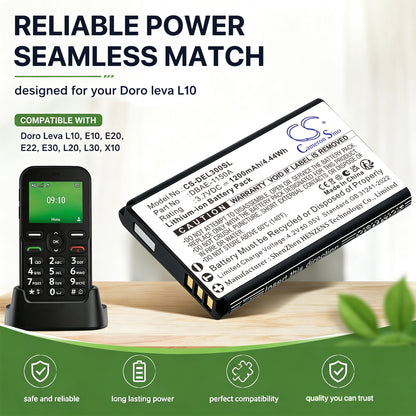 Replacement Battery for Doro Leva E10 – Mobile, SmartPhone – 1200mAh / 3.7V