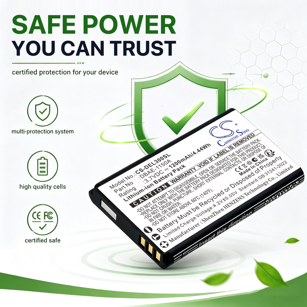 Replacement Battery for Doro Leva E10 – Mobile, SmartPhone – 1200mAh / 3.7V