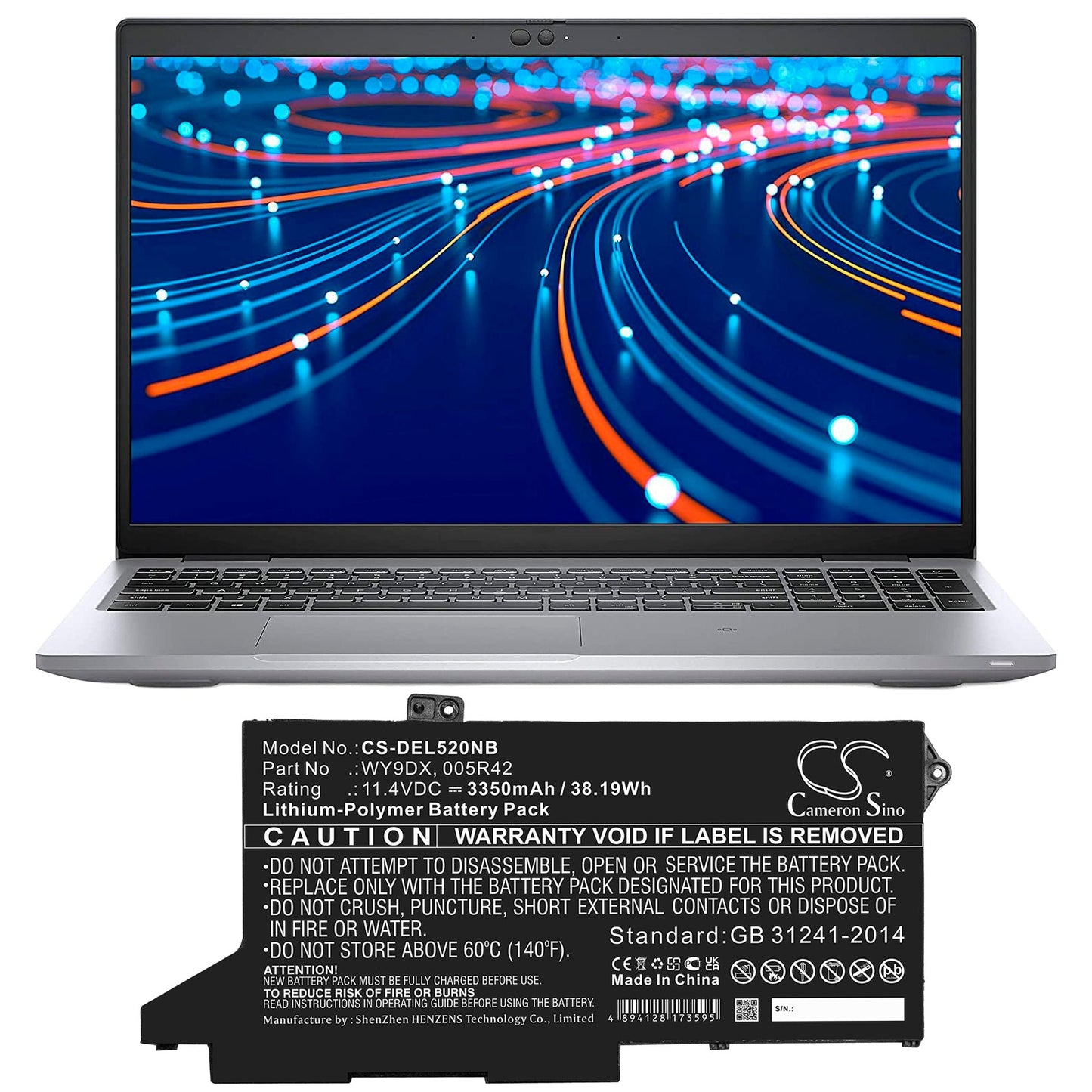 Replacement Battery for DELL  Latitude 5420 – Notebook, Laptop – 3350mAh / 38.19Wh / 11.4V