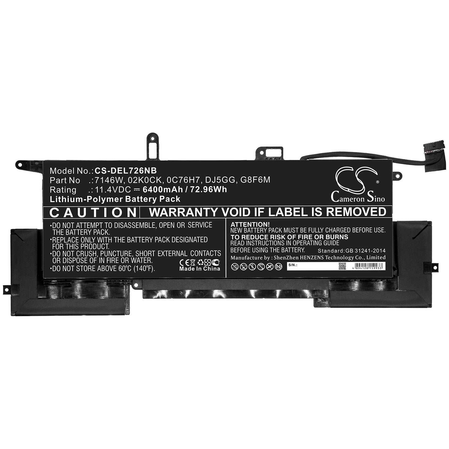 Replacement Battery for Dell Latitude E7260 – Notebook, Laptop – 6400mAh / 11.4V - image 3