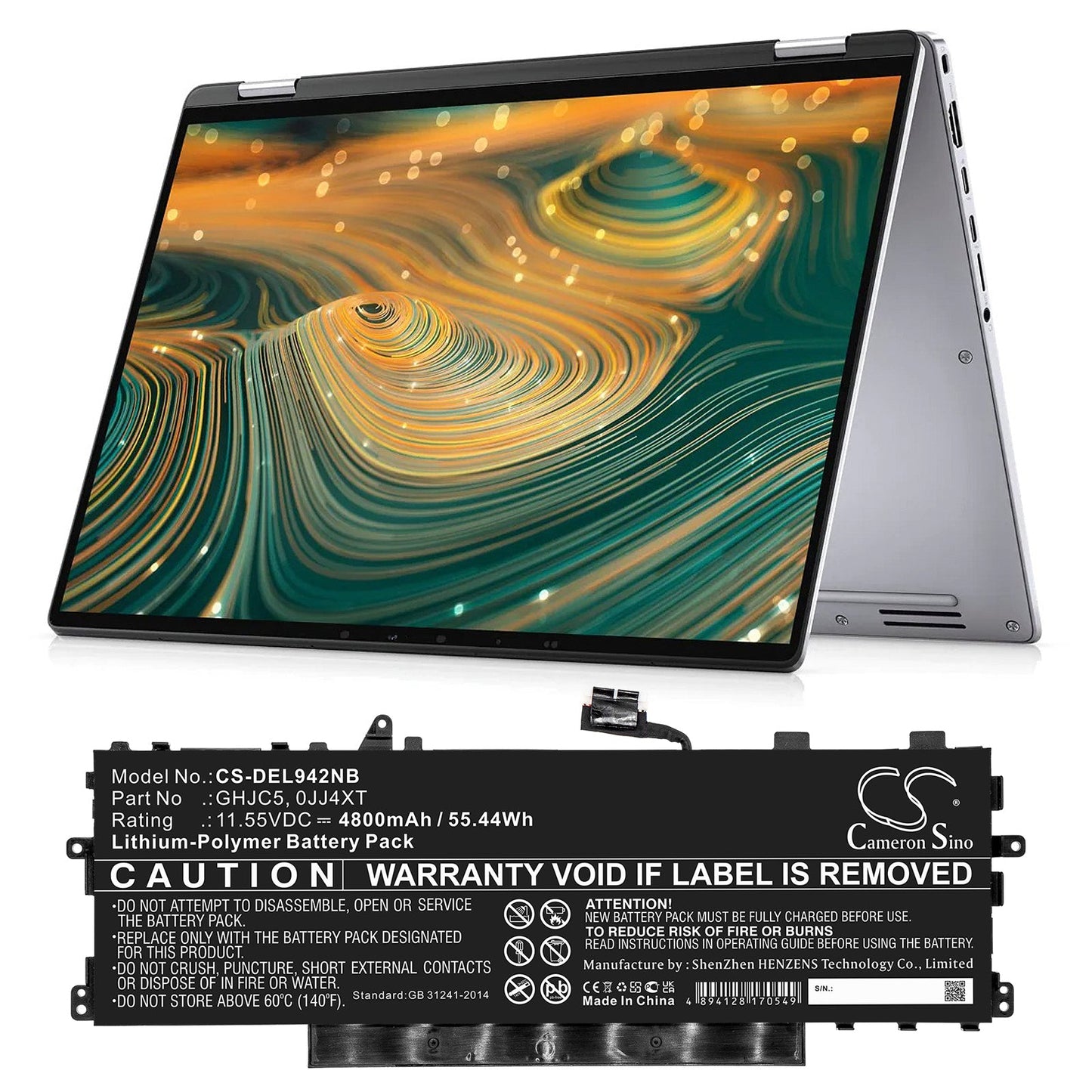Replacement Battery for DELL  Latitude 9420 2-in-1 – Notebook, Laptop – 4800mAh / 55.44Wh / 11.55V