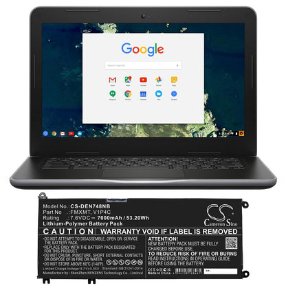 Replacement Battery for DELL  Chromebook 13 3380 – Notebook, Laptop – 7000mAh / 53.20Wh / 7.6V