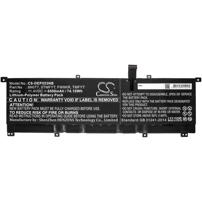 Replacement Battery for DELL  Precision 5530 2-in-1 – Notebook, Laptop – 6500mAh / 74.10Wh / 11.4V
