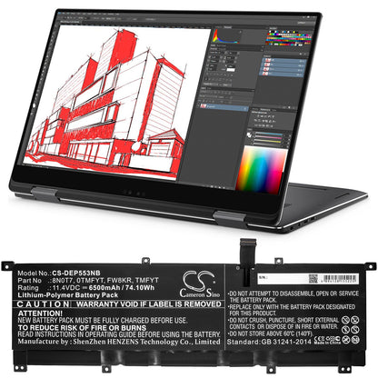 Replacement Battery for DELL  Precision 5530 2-in-1 – Notebook, Laptop – 6500mAh / 74.10Wh / 11.4V