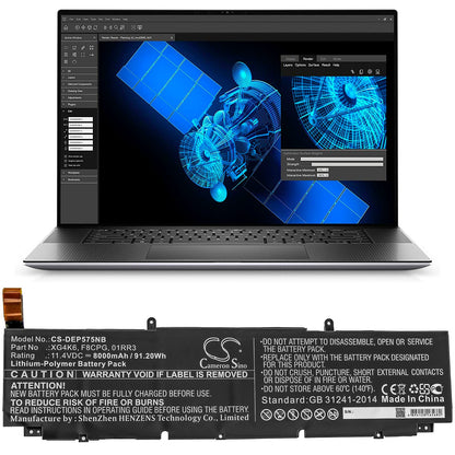 Replacement Battery for DELL  Precision 5750 0YY3V – Notebook, Laptop – 8000mAh / 91.20Wh / 11.4V