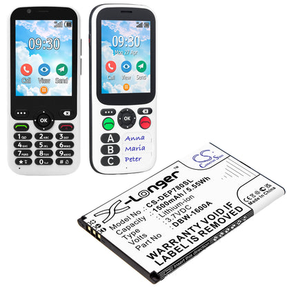 Replacement Battery for Doro 730X – Mobile, SmartPhone – 1500mAh / 3.7V