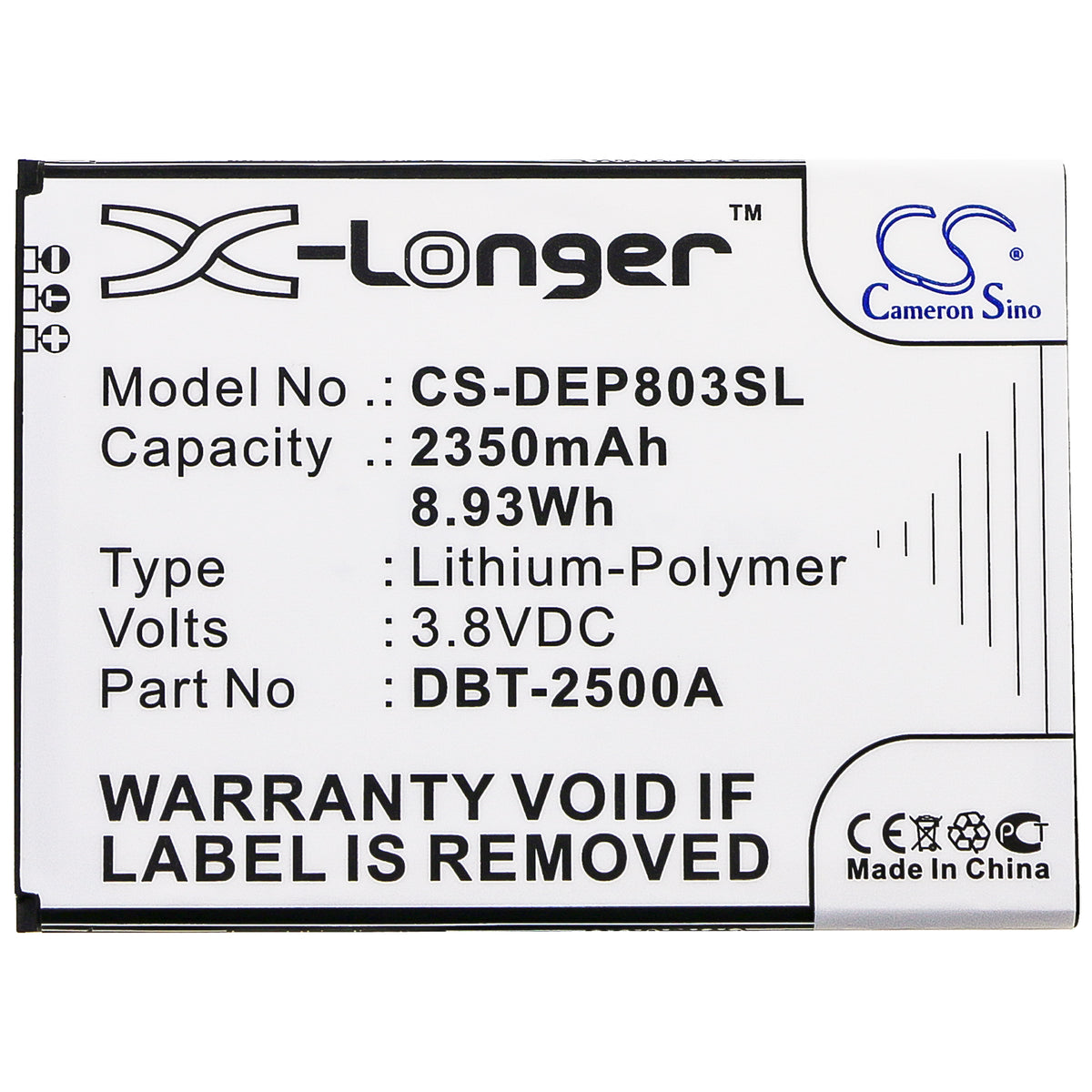 Replacement Battery for Doro 8035 – Mobile, SmartPhone – 2350mAh / 3.8V