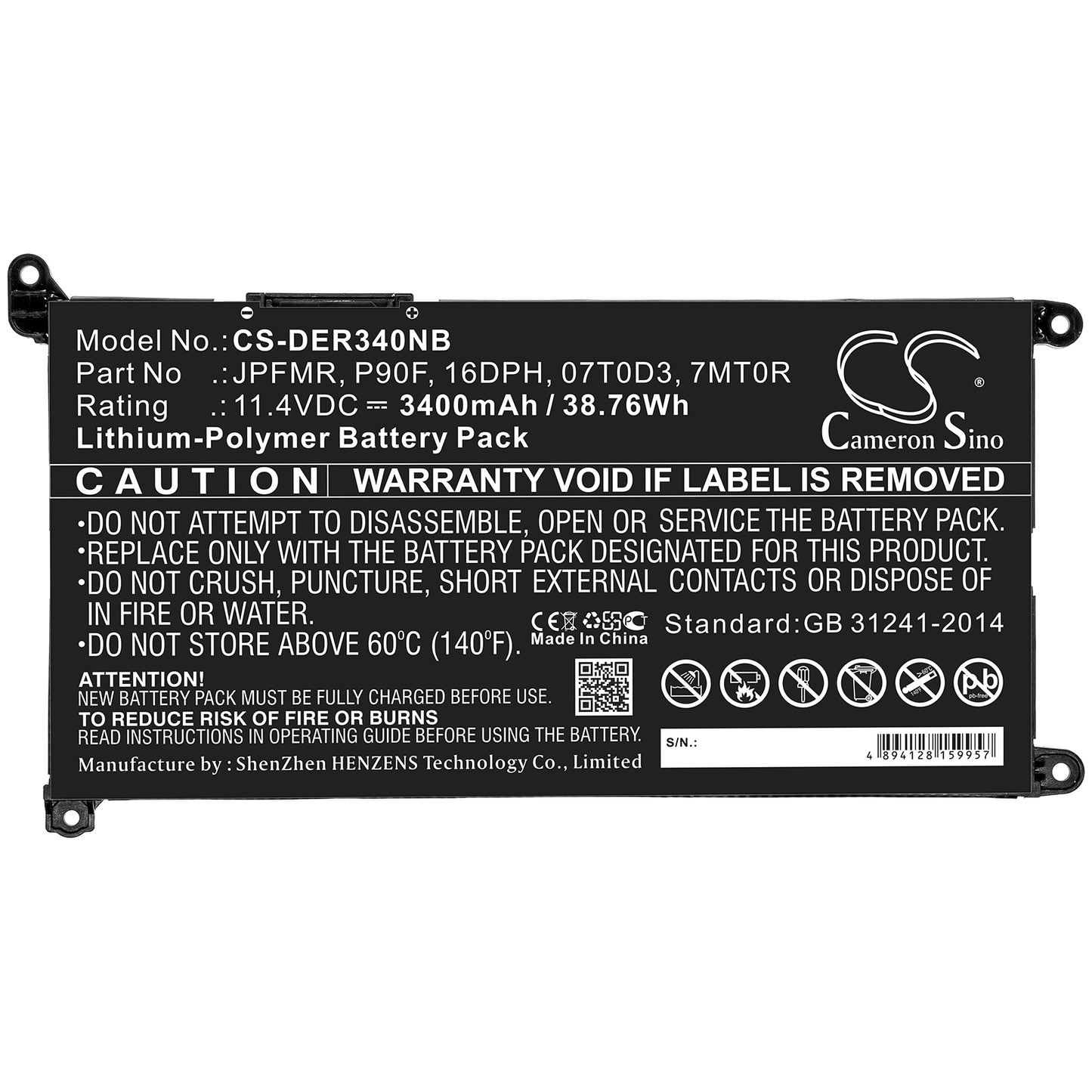 Replacement Battery for Dell Chromebook 3400 – Notebook, Laptop – 3400mAh / 11.4V - image 3