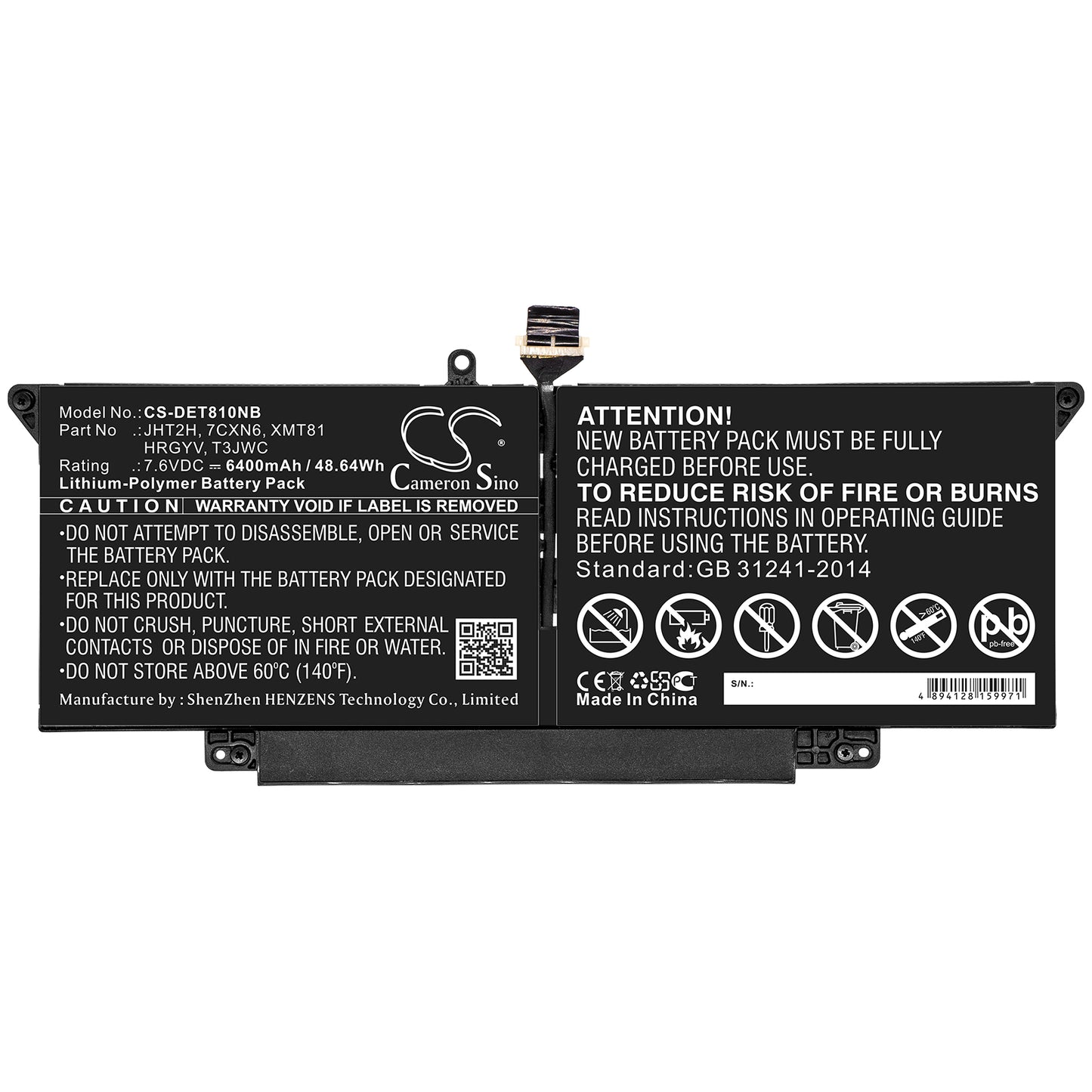 Replacement Battery for Dell Latitude 7410 2-in-1 – Notebook, Laptop – 6400mAh / 7.6V - image 3