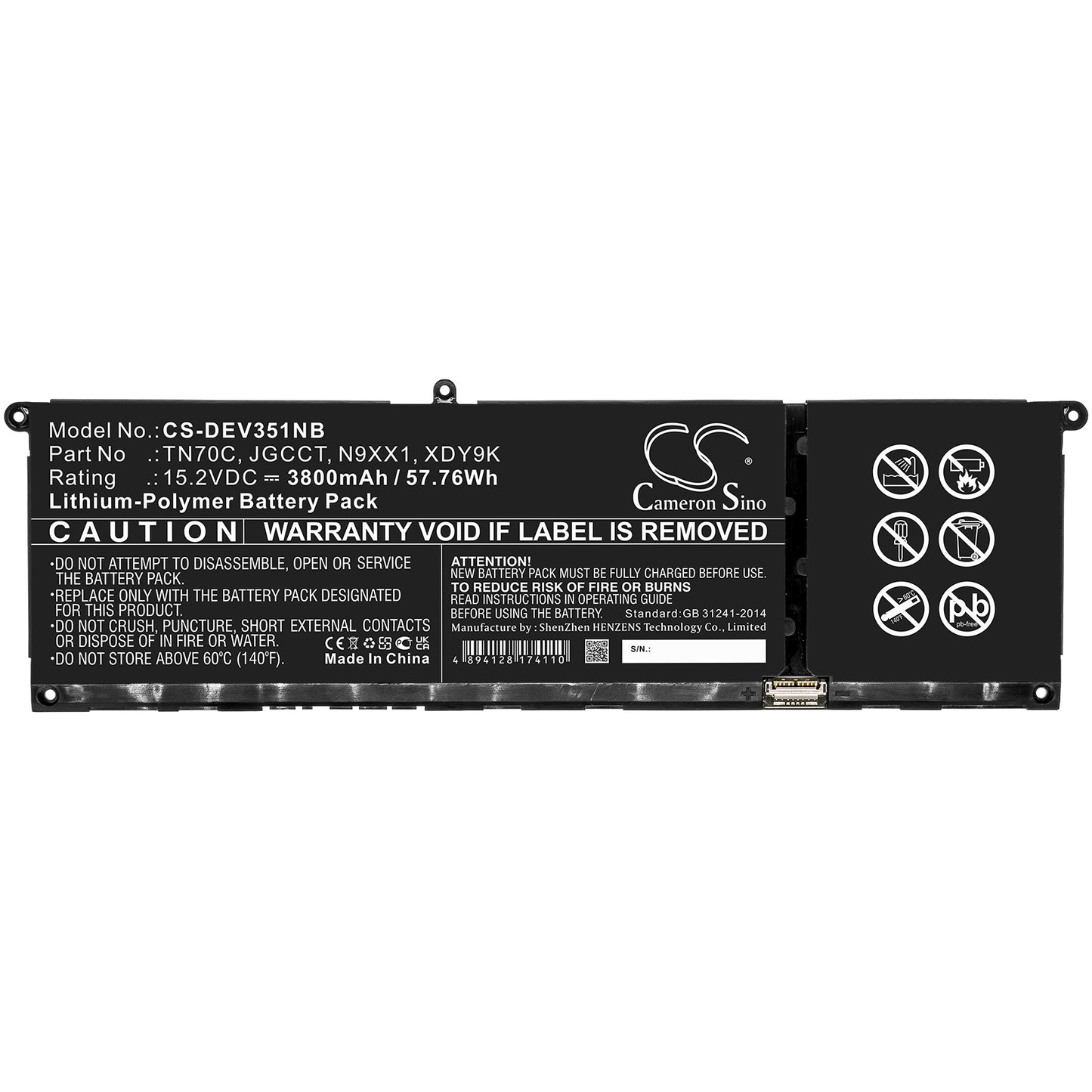 Replacement Battery for Dell Vostro 3510 – Notebook, Laptop – 3800mAh / 15.2V - image 3