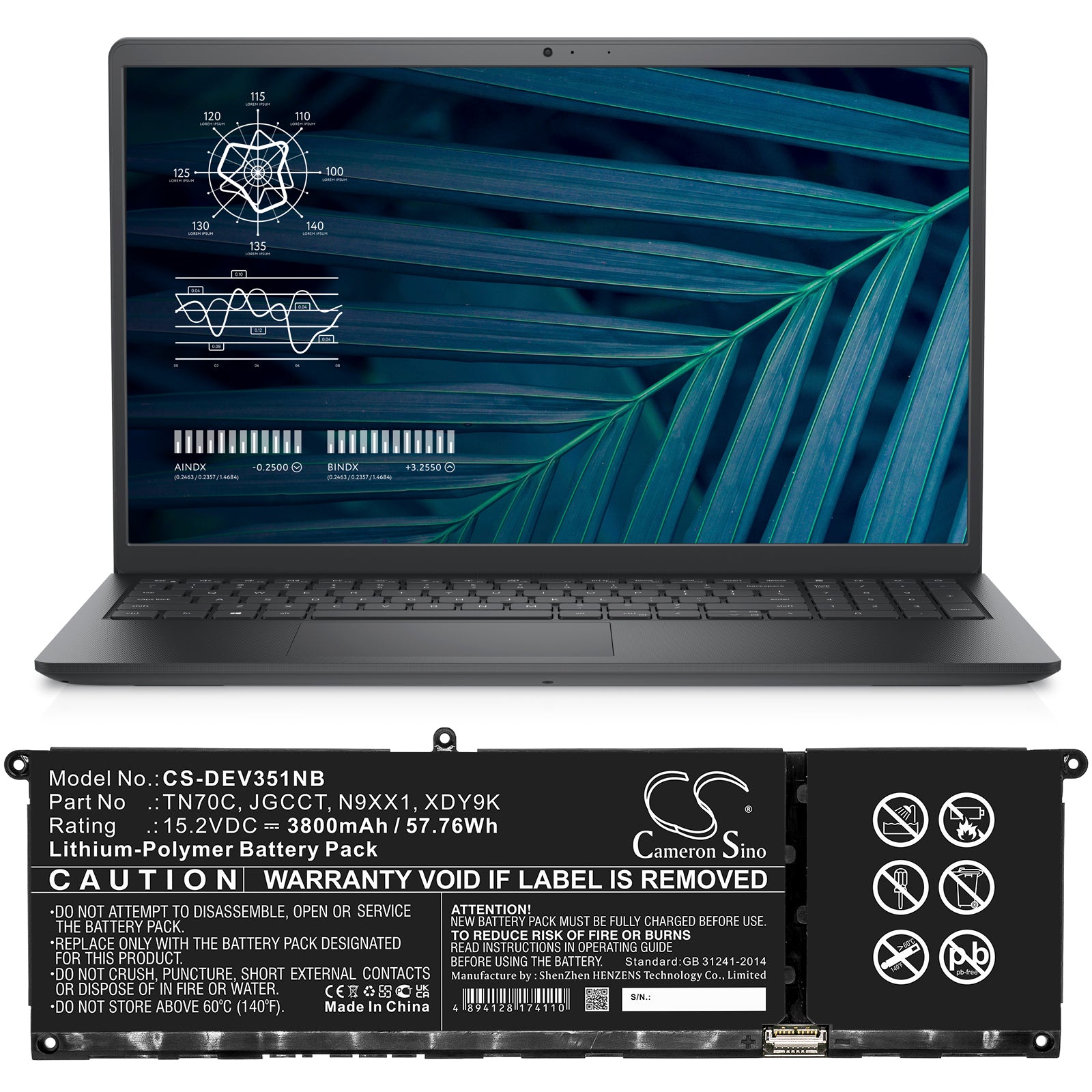 Replacement Battery for Dell Vostro 3510 – Notebook, Laptop – 3800mAh / 15.2V - image 4