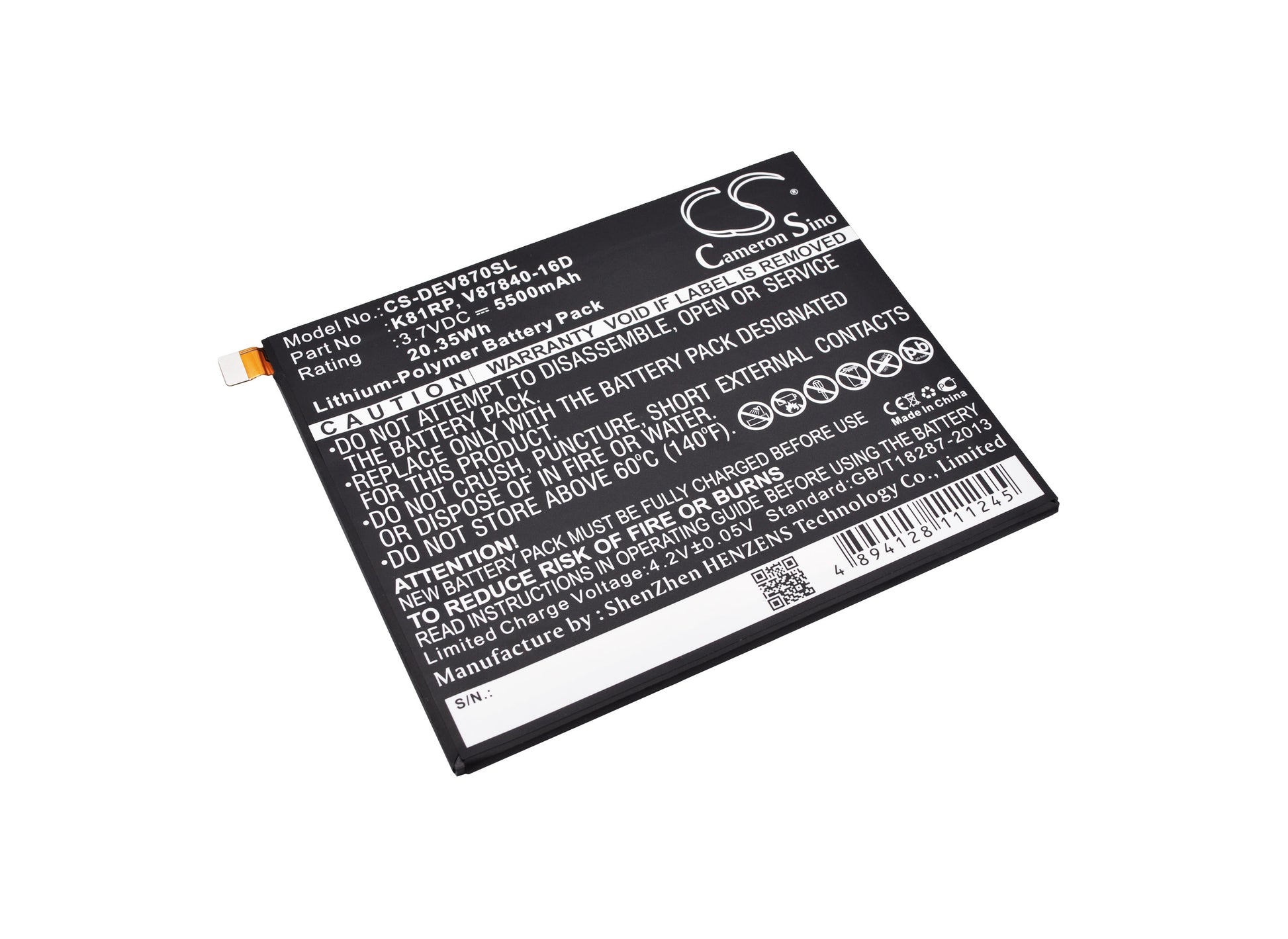 Replacement Battery for Dell Venue 8 7000 – Tablet – 5500mAh / 3.7V - image 1