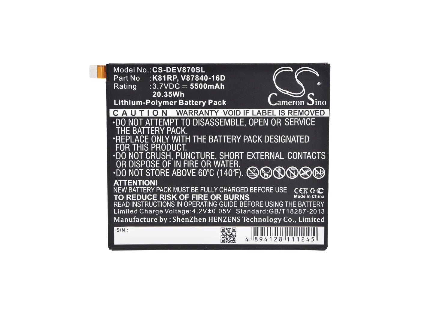 Replacement Battery for Dell Venue 8 7000 – Tablet – 5500mAh / 3.7V - image 5