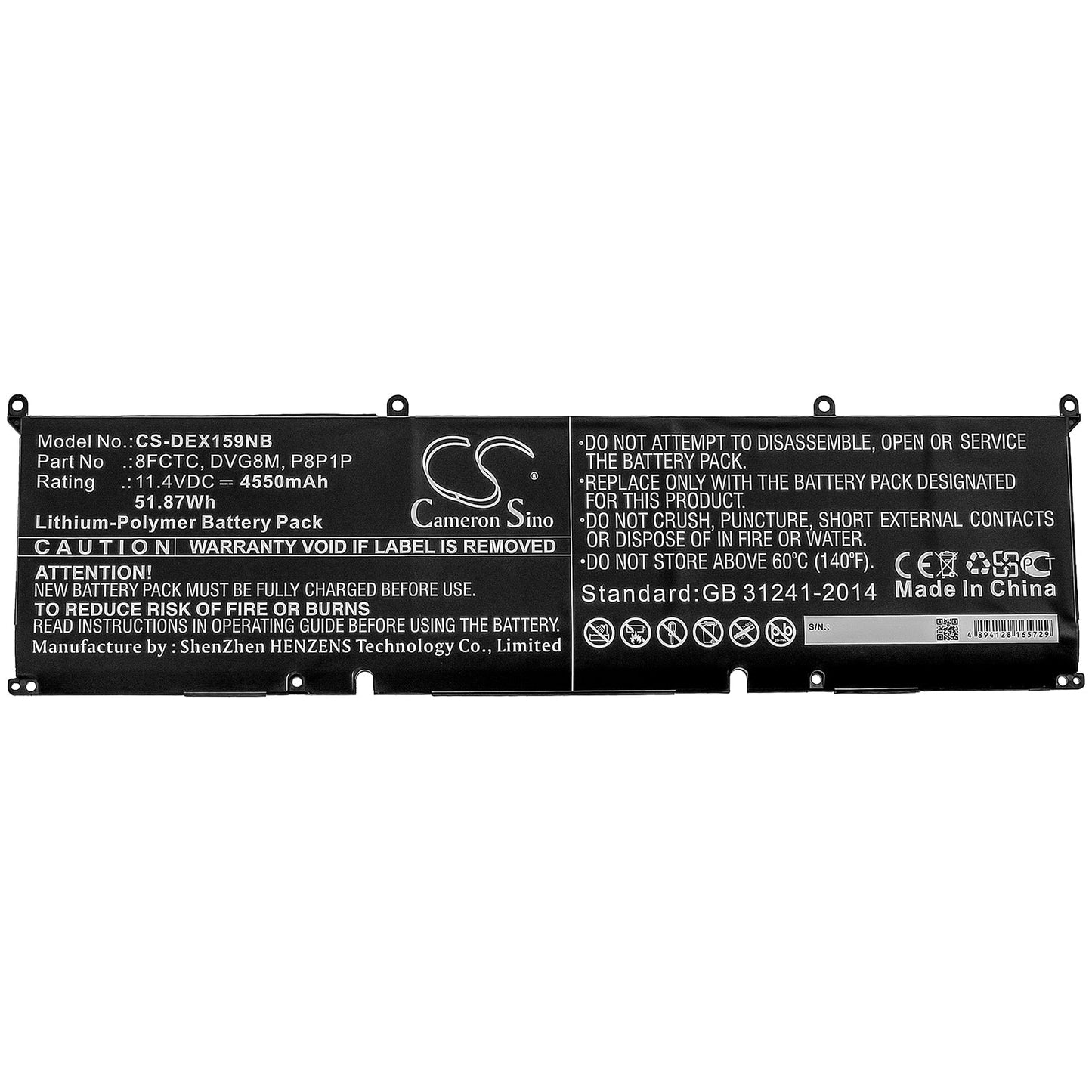 Replacement Battery for DELL  XPS 15 9500 – Notebook, Laptop – 4550mAh / 51.87Wh / 11.4V