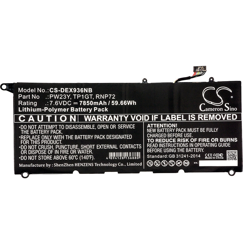 Replacement Battery for Dell XPS 13 9360 – Notebook, Laptop – 7850mAh / 7.6V - image 3