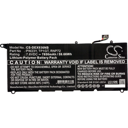 Replacement Battery for Dell XPS 13 9360 – Notebook, Laptop – 7850mAh / 7.6V - image 3