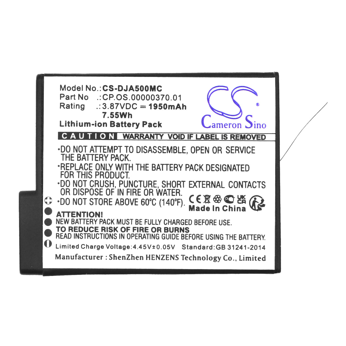 Replacement Battery for DJI Osmo 360 – Camera – 1950mAh / 3.87V