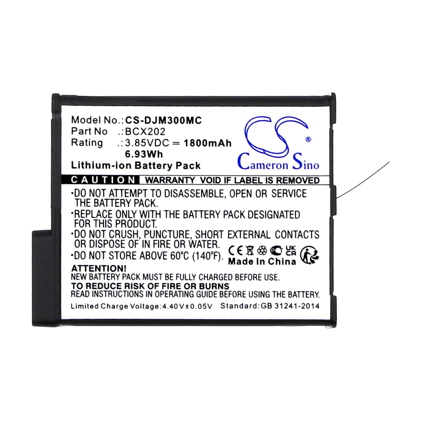 Replacement Battery for DJI  Osmo Action 3 – Camera – 1800mAh / 6.93Wh / 3.85V