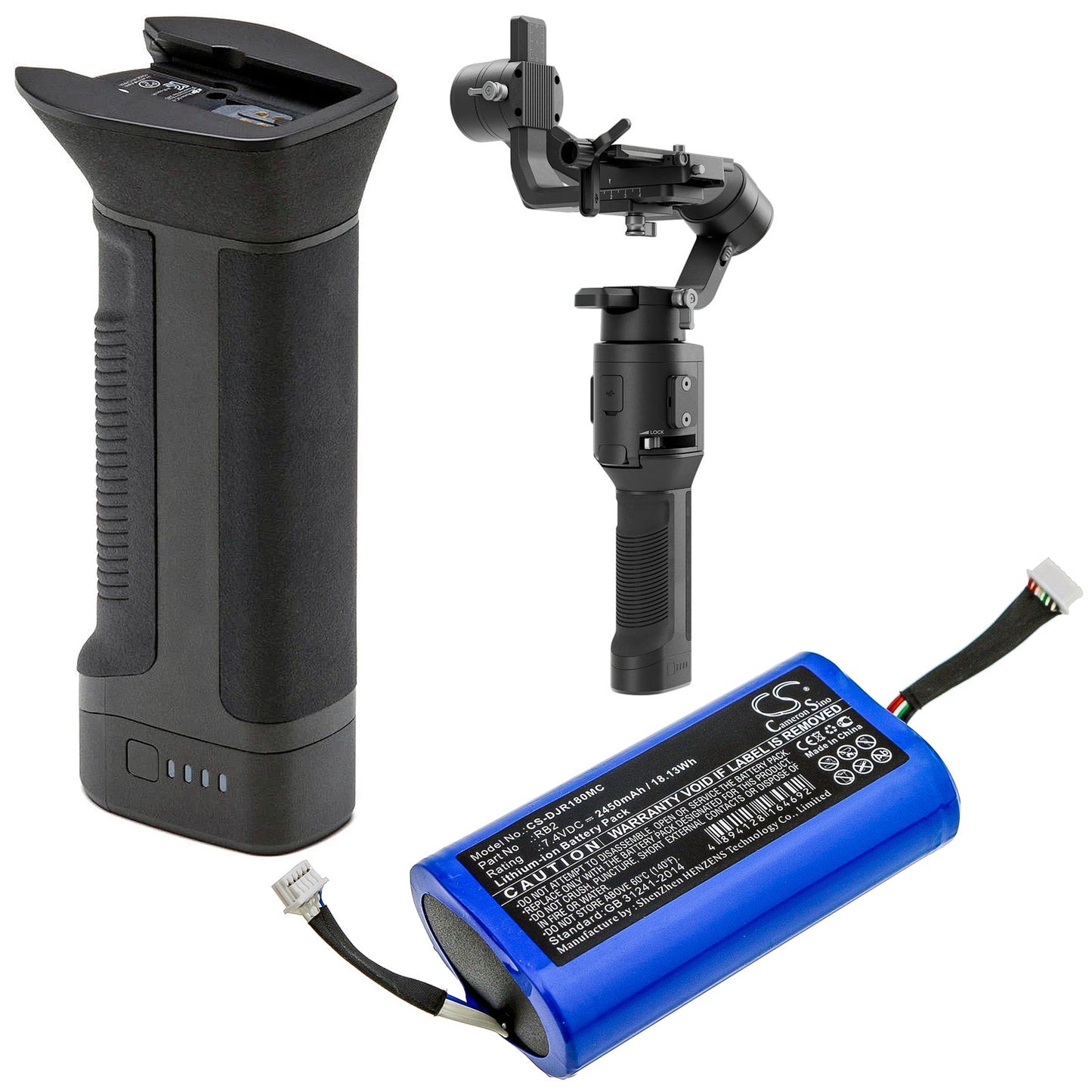 Replacement Battery for DJI  BG18 Grip – Gimbals – 2450mAh / 18.13Wh / 7.4V