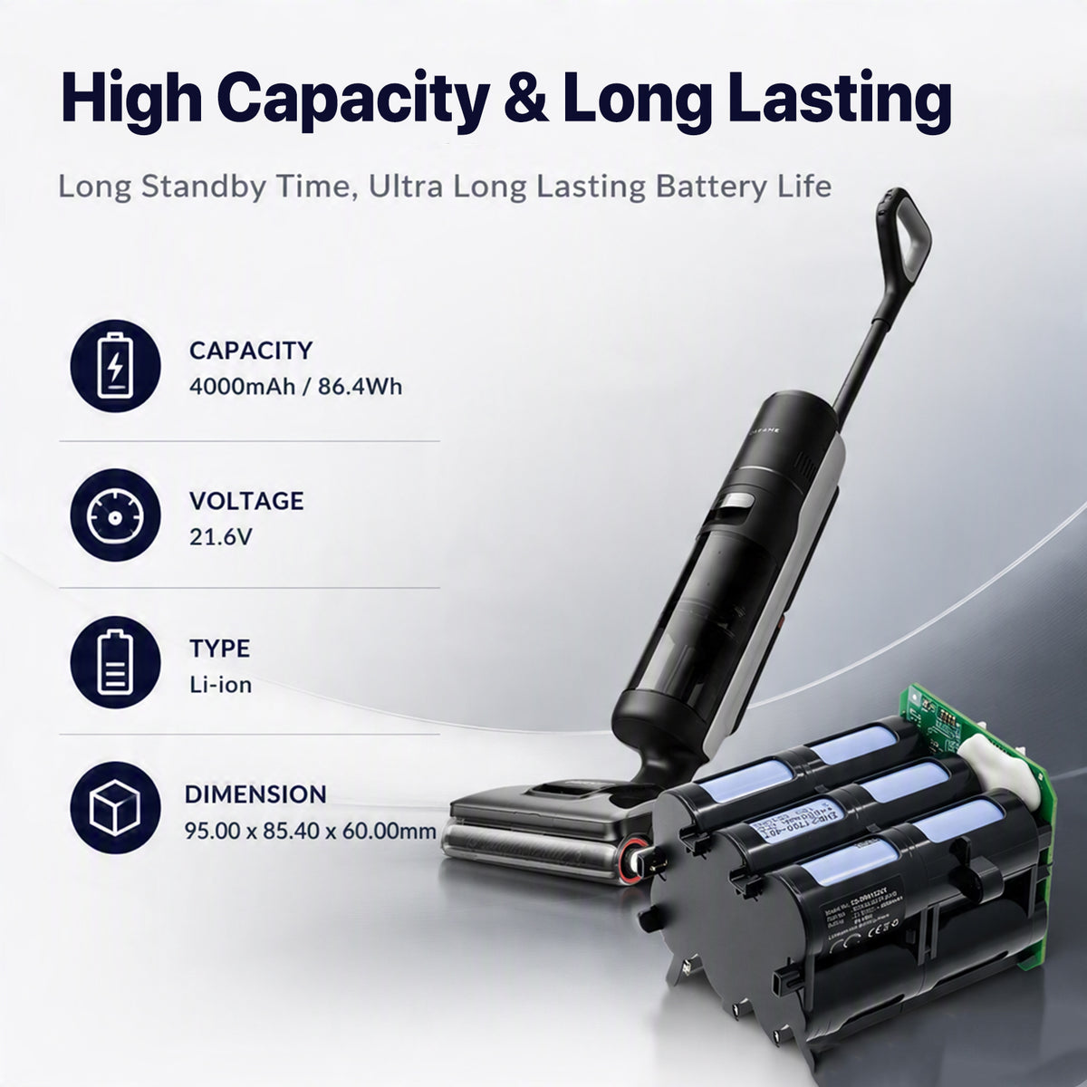 Replacement Battery for Dreame H12 Pro FlexReach – Vacuum – 4000mAh / 21.6V
