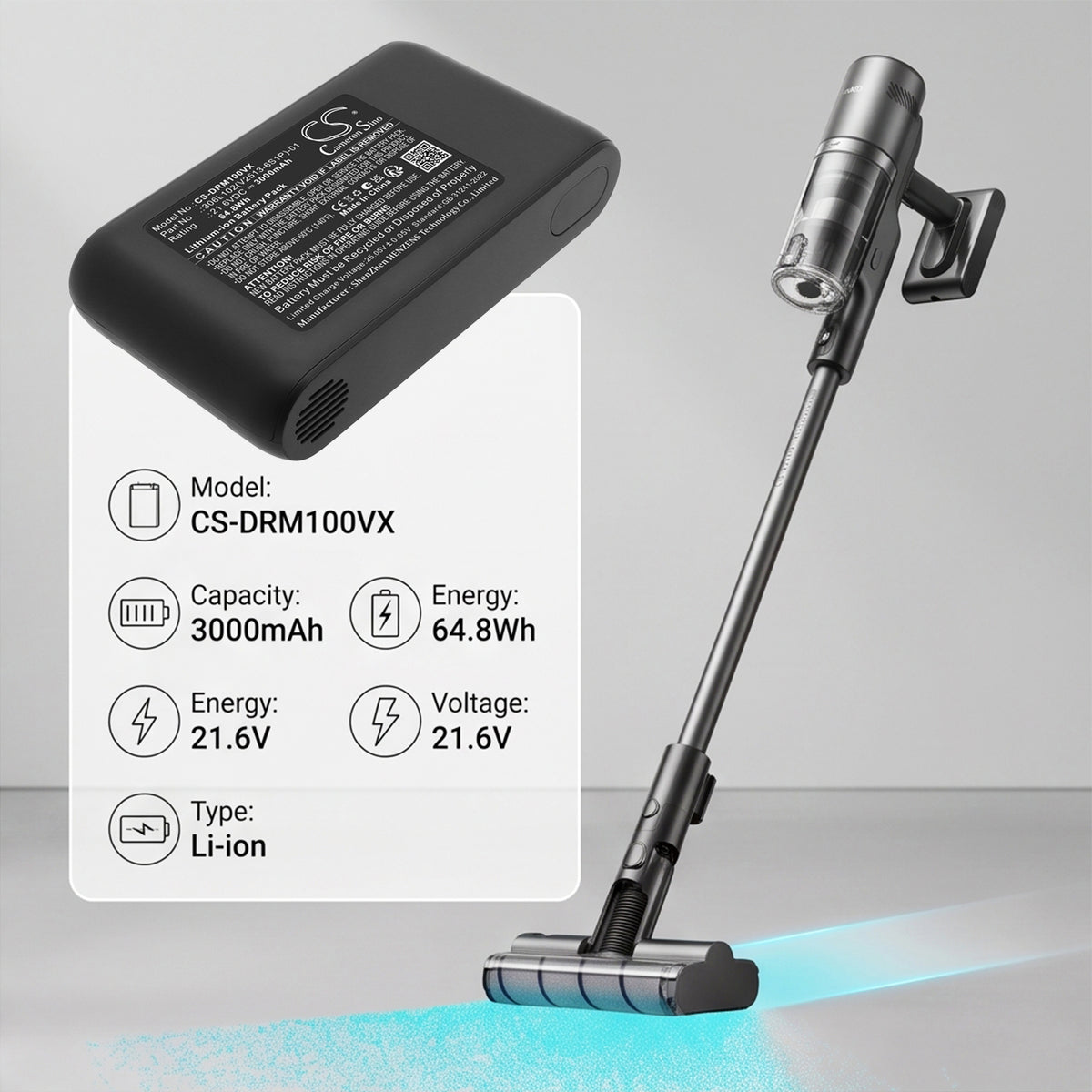 Replacement Battery for Dreame – Vacuum – 3000mAh / 21.6V