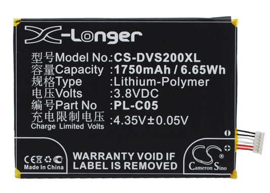 Replacement Battery for DOOV S2 – Mobile, SmartPhone – 1750mAh / 3.8V