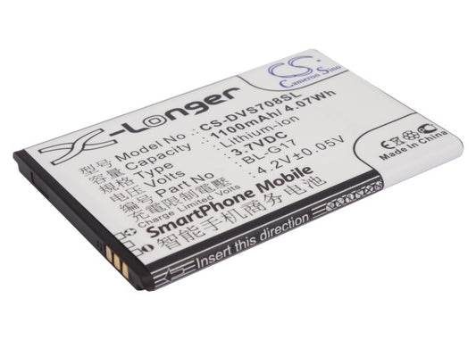 Replacement Battery for DOOV S708 – Mobile, SmartPhone – 1100mAh / 3.7V