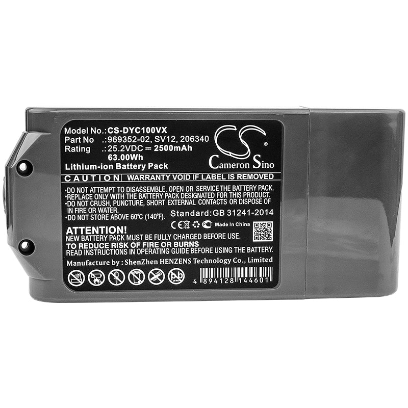 Replacement Battery for Dyson  Cyclone V10 – Vacuum – 2500mAh / 63.00Wh / 25.2V