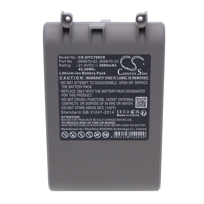 Replacement Battery for Dyson V7 – Vacuum – 2000mAh / 21.6V
