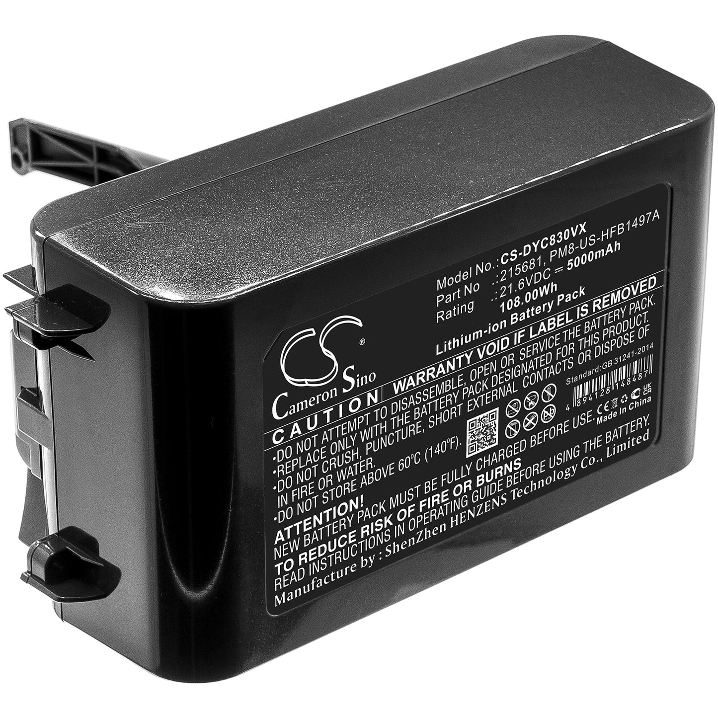 Replacement Battery for Dyson  V8 – Vacuum – 5000mAh / 108.00Wh / 21.6V
