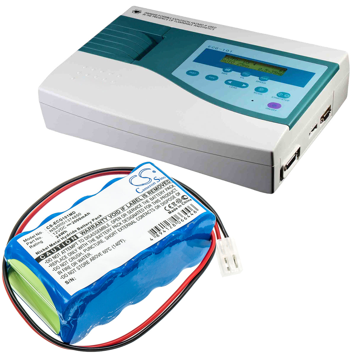 Replacement Battery for Biocare ECG-101 – Medical – 2000mAh / 12V