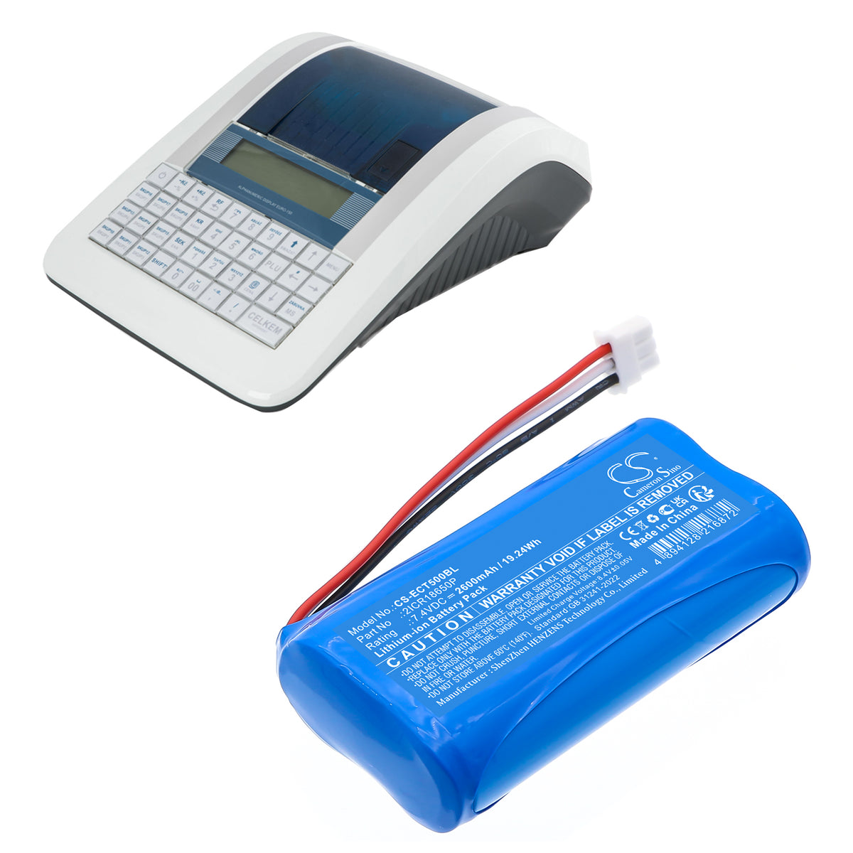 Replacement Battery for Elcom Euro-150TEi – Cash Register – 2600mAh / 7.4V
