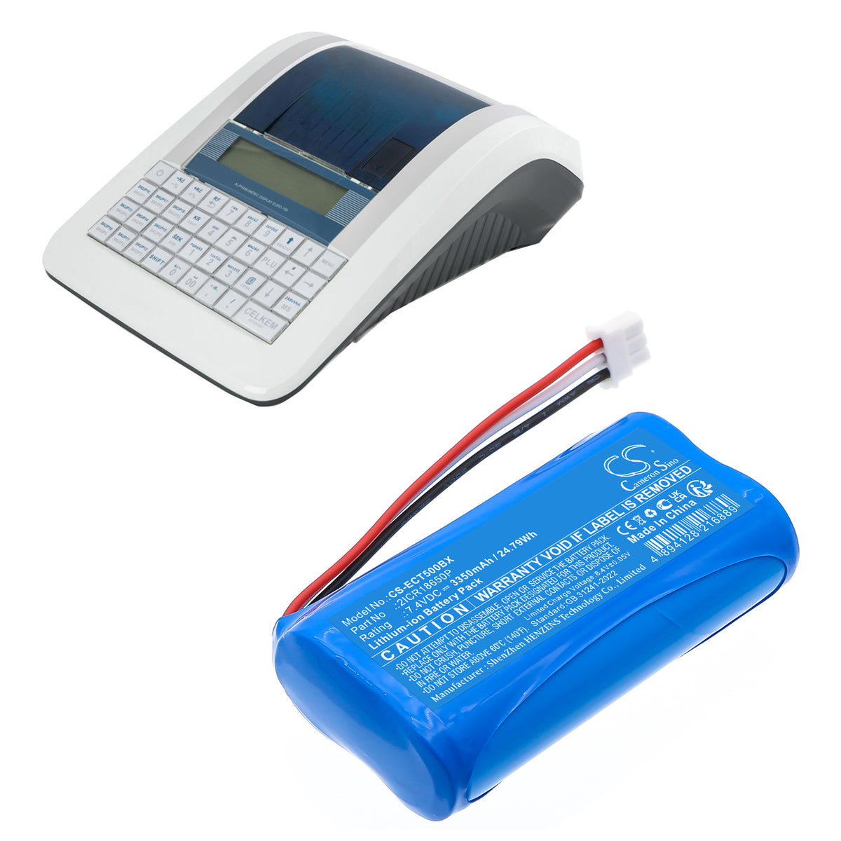 Replacement Battery for Elcom Euro-150TEi – Cash Register – 3350mAh / 7.4V