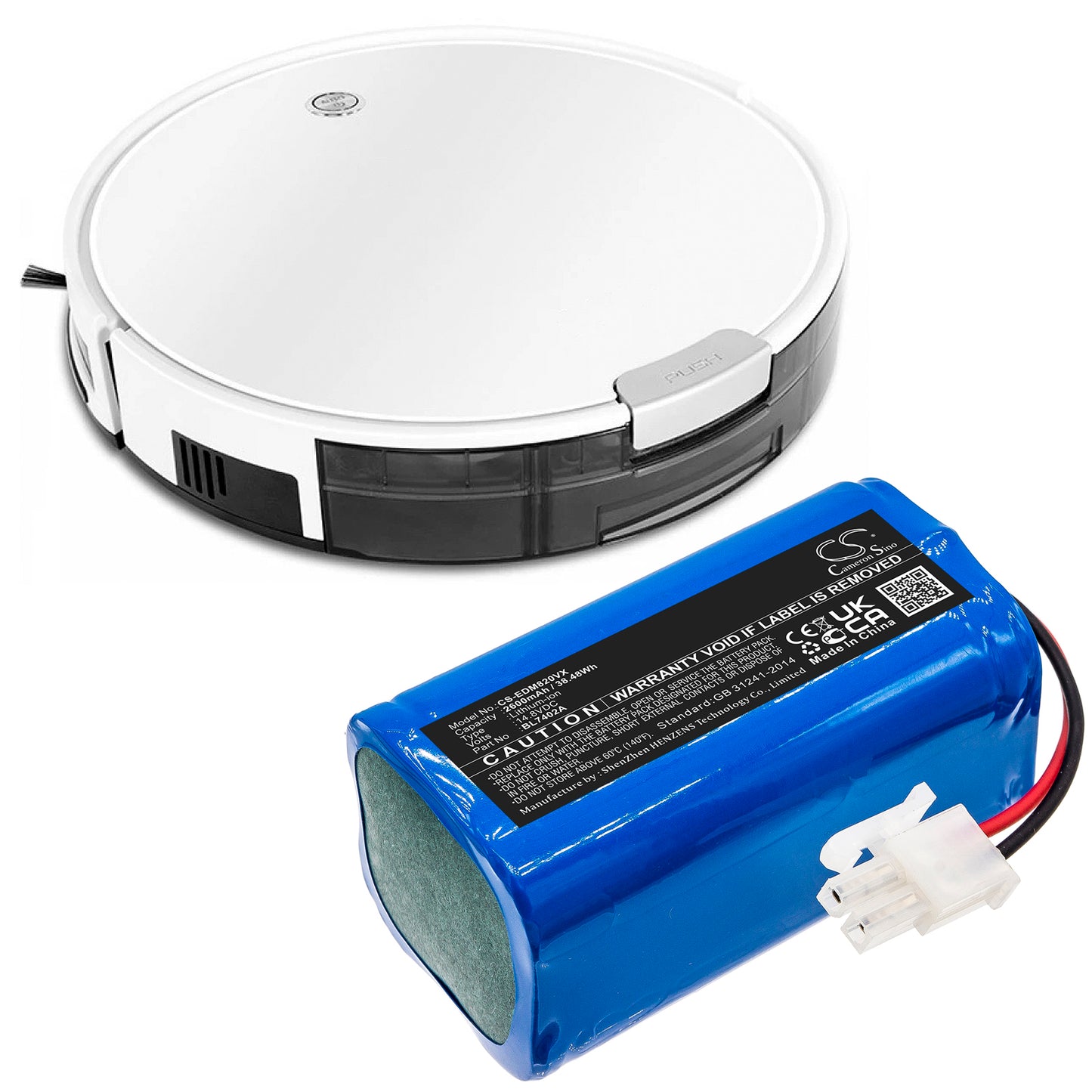 Replacement Battery for Ecovacs Deebot 500, Deebot M82, Deebot M82UK, – 2600mAh / 38.48Wh