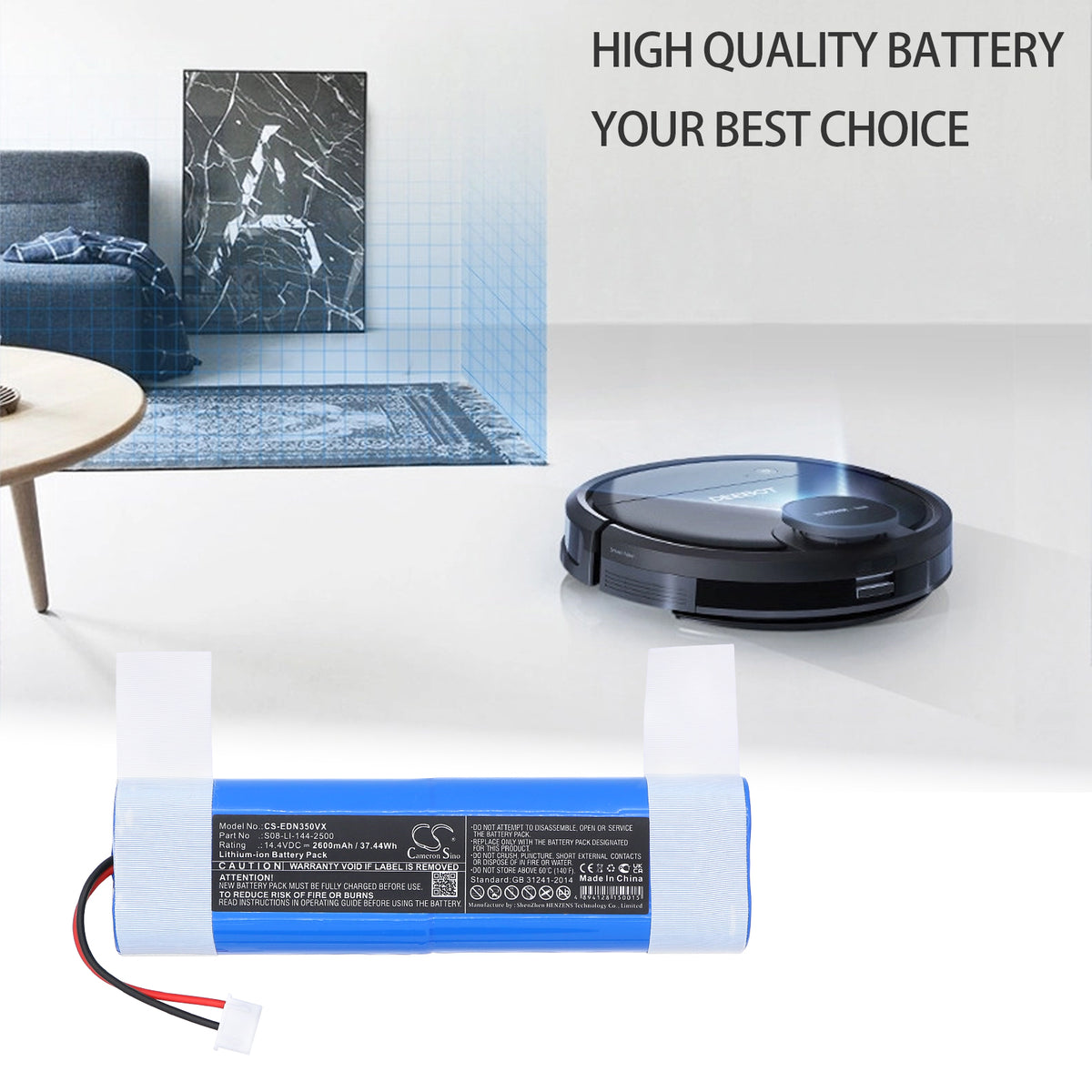 Replacement Battery for Ecovacs Deebot DJ35 – Vacuum – 2600mAh / 14.4V