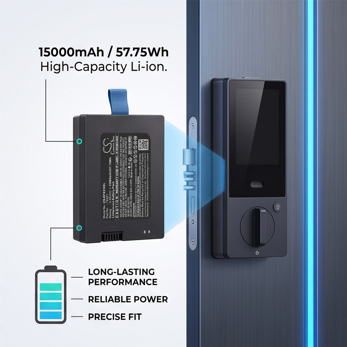 Replacement Battery for Eufy FamiLock S3 – Door Lock – 15000mAh / 3.85V